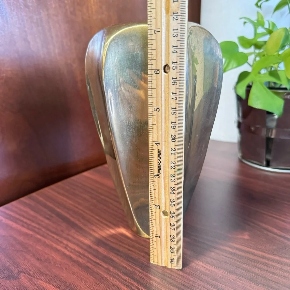 Vintage Solid Brass Hexagonal Faceted Decorative Flower Vase 7.25” Made In India